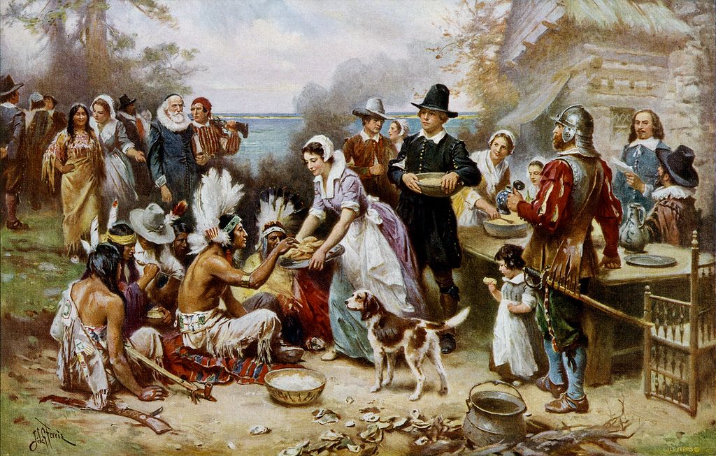 The first 'Thanksgiving', as imagined by Jean Leon Gerome Ferris 300 years later.