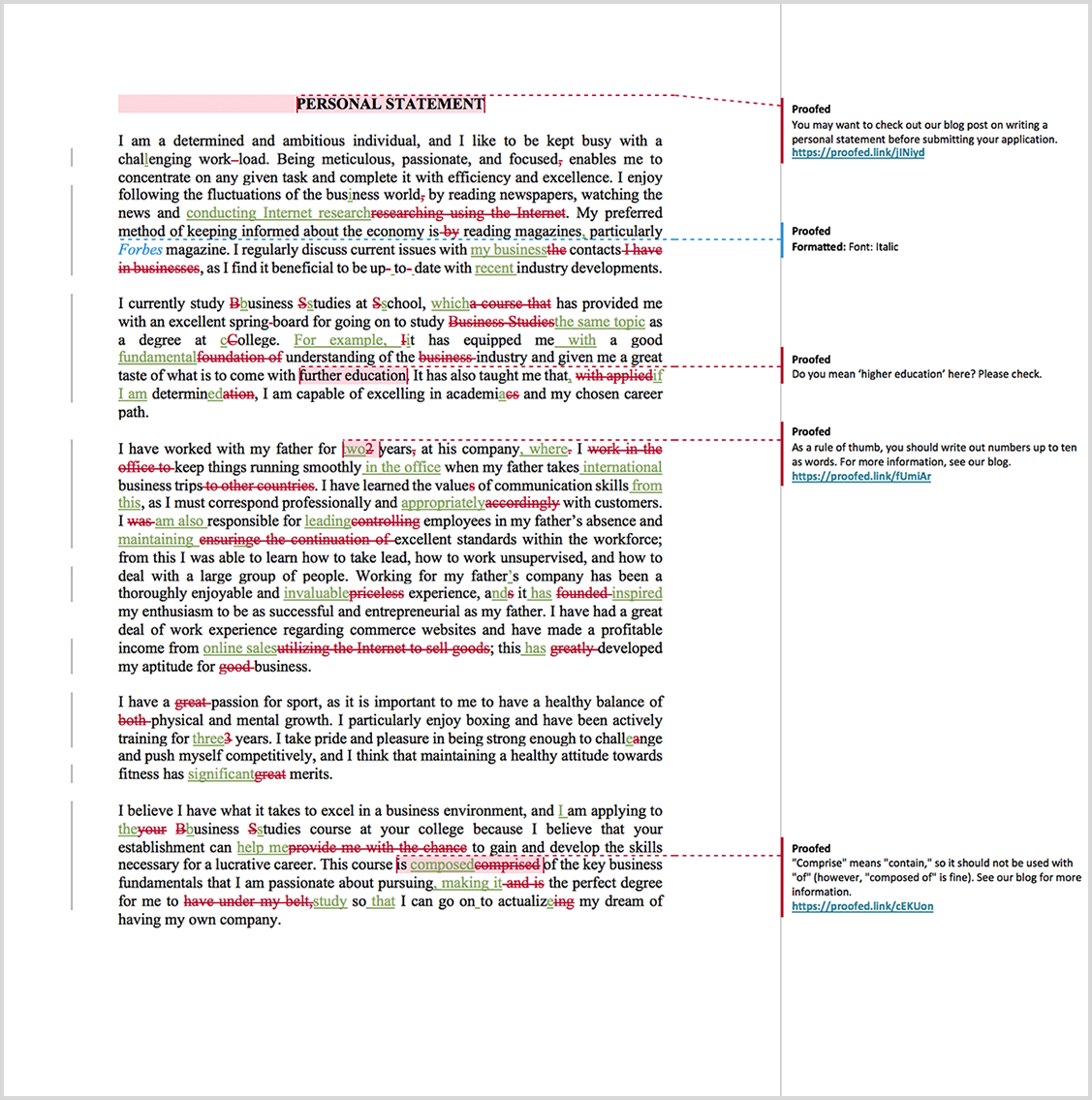 Personal Statement Proofreading - English Monitor
